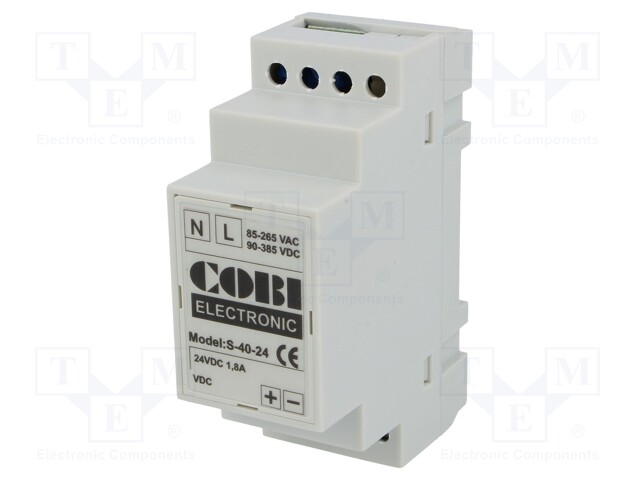 Power supply: switched-mode; 40W; 24VDC; 1.66A; 85÷265VAC; IP20