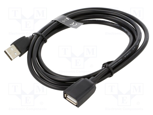 Cable; USB 2.0; USB A socket,USB A plug; nickel plated; 1.5m