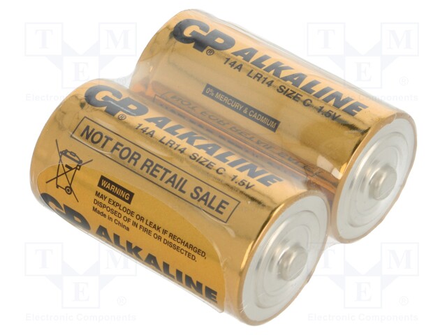 Battery: alkaline; 1.5V; C; Batt.no: 2; non-rechargeable
