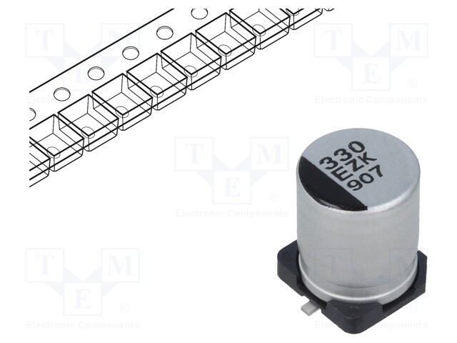 Capacitor: hybrid; 330uF; 25VDC; ESR: 27mΩ; ZKU; SMD; ±20%; -55÷125°C