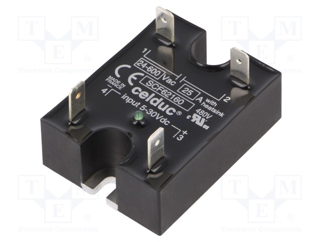 Relay: solid state; Ucntrl: 5÷30VDC; 25A; 24÷600VAC; -40÷100°C