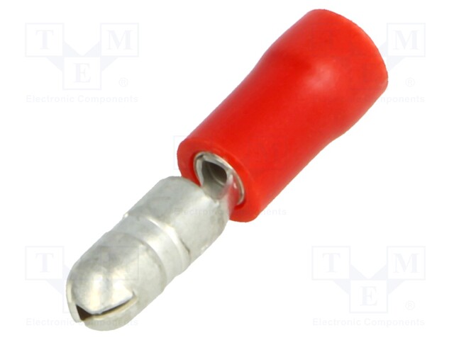 Terminal: round; male; Ø: 4mm; 0.25÷1.5mm2; crimped; for cable; red