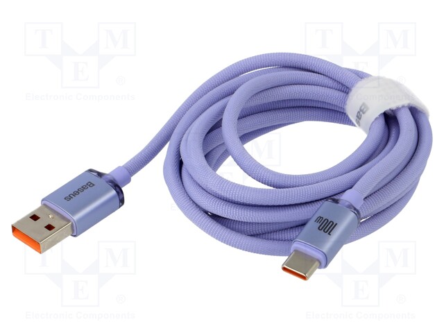 Cable; USB 2.0; USB A socket,USB C plug; 2m; violet; 100W