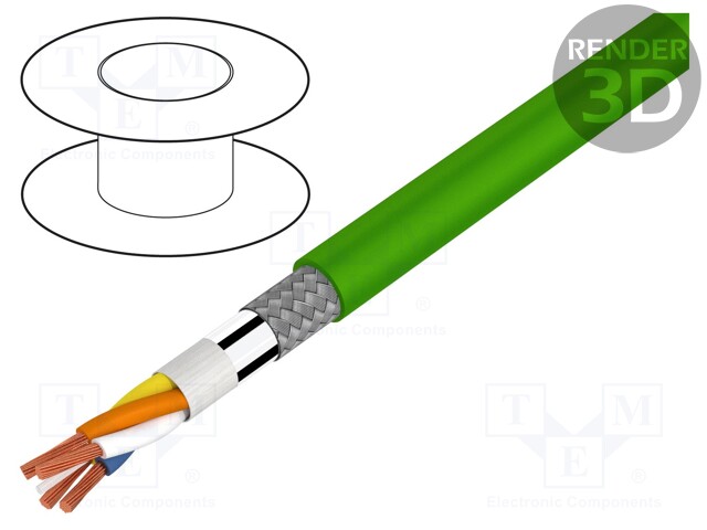 Wire: data transmission; chainflex® CF888; 4x0,38mm2; PVC; green