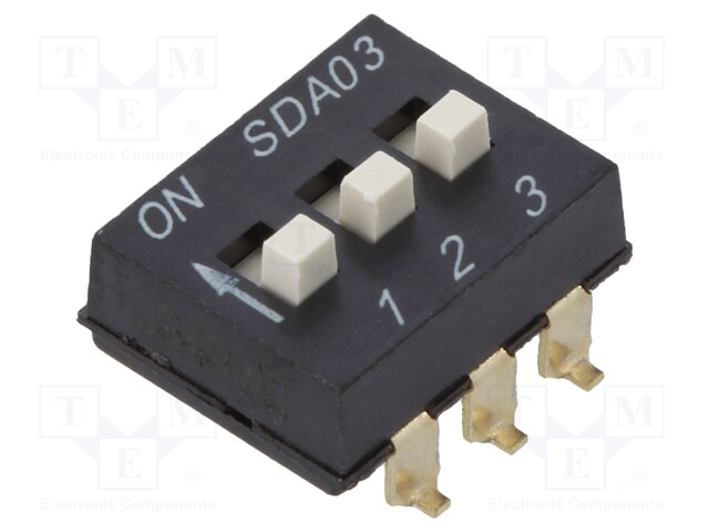 Switch: DIP-SWITCH; Poles number: 3; ON-OFF; 0.025A/24VDC; Pos: 3