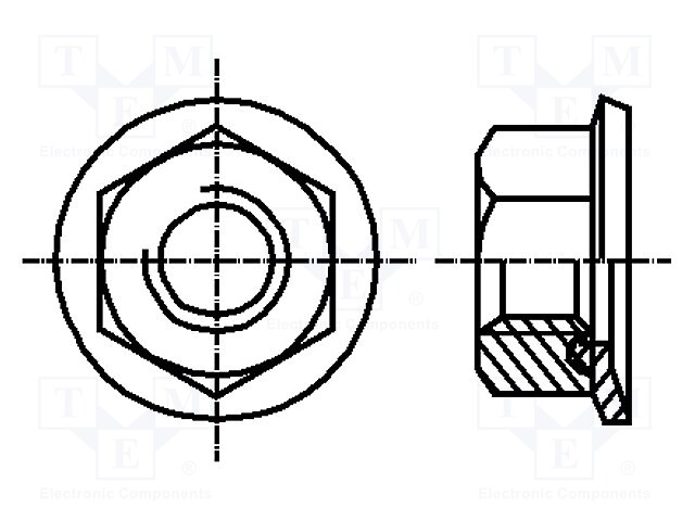 Nut; with flange; hexagonal; M12; 1.75; A2 stainless steel; 18mm