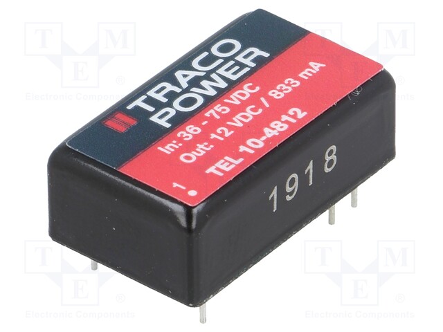 Converter: DC/DC; 10W; Uin: 36÷75V; Uout: 12VDC; Iout: 833mA; DIP16