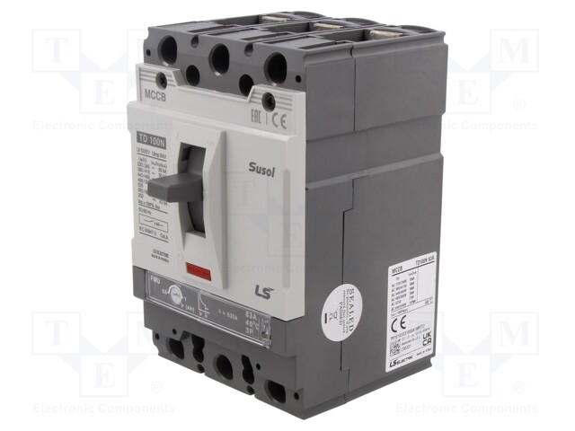 Power breaker; Poles: 3; DIN,on panel; Inom: 63A; SUSOL TD; IP20