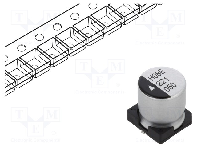 Capacitor: electrolytic; SMD; 220uF; 50VDC; Ø12.5x13.5mm; 5000h