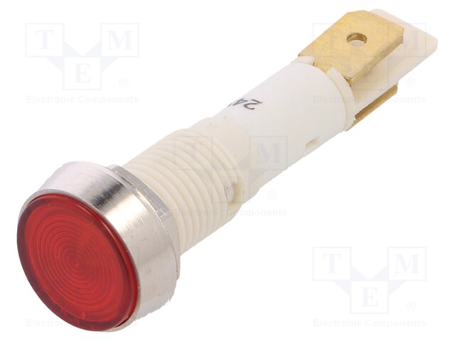 Indicator: LED; flat; 24VDC; 24VAC; Cutout: Ø10mm; plastic