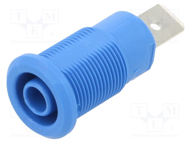 Socket; 4mm banana; 32A; 1kV; Cutout: Ø12.2mm; blue; nickel plated