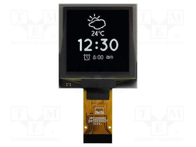 Display: OLED; graphical; 1.5"; 128x128; Dim: 33.8x36.5x2.01mm