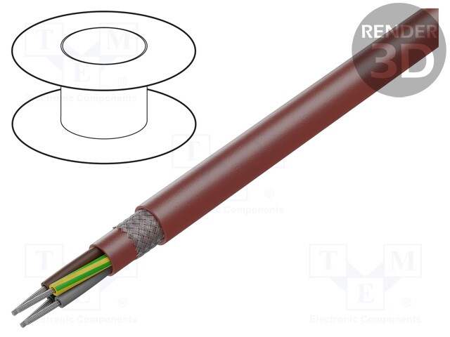 Wire; SiHF-C-Si; Cu; stranded; 4G16mm2; silicone; brown-red