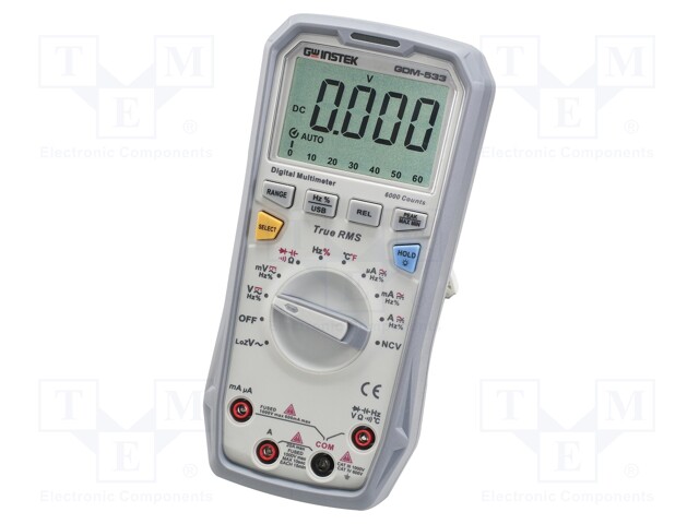 Digital multimeter; USB; bargraph,LCD (6000); Bargraph: 31segm.