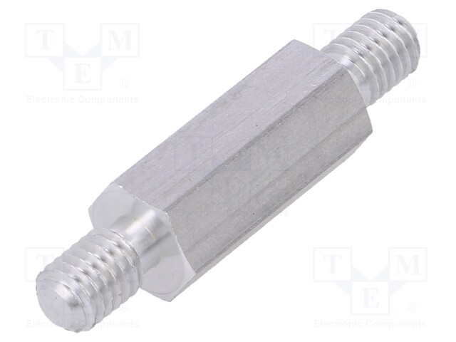 Screwed spacer sleeve; 18mm; Ext.thread: M5; hexagonal; aluminium