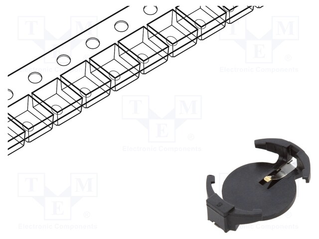 Socket; SMT; Size: CR1220,CR1225; Batt.no: 1