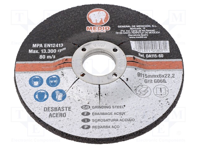 Grinding wheels; Ø: 115mm; Øhole: 22mm; Disc thick: 6mm