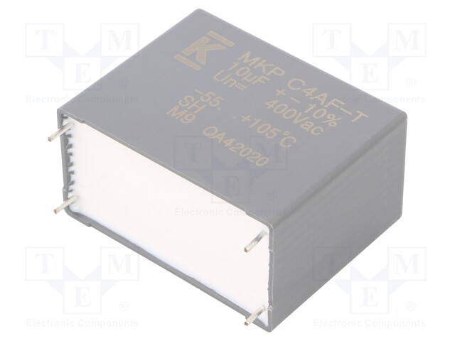 AC Film Capacitor, 10 µF, 400 VAC, Metallized PP, ± 10%, C4AF Series, Radial Box