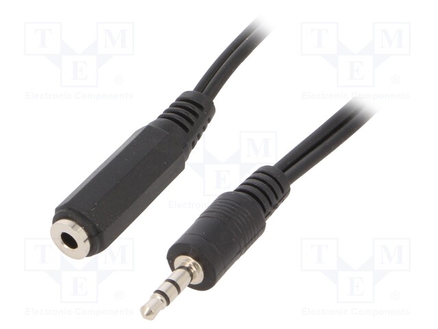 Cable; Jack 3.5mm 3pin socket,Jack 3.5mm 3pin plug; 5m; black