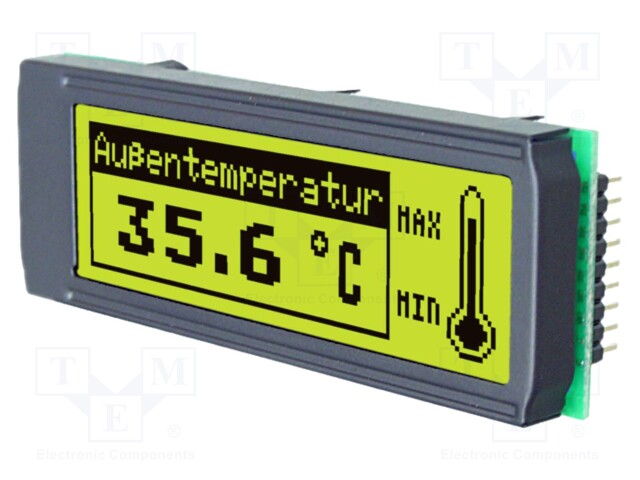 Display: LCD; graphical; 122x32; STN Positive; yellow-green; LED