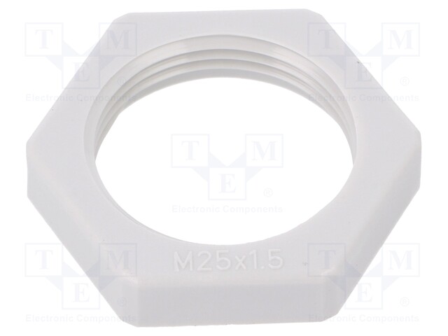 Nut; M25; polyamide; D: 7mm; Spanner: 32mm; light grey; Pitch: 1,5