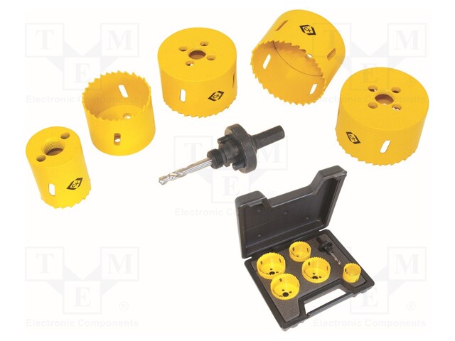 Hole saw set; 40mm,54mm,65mm,67mm,68mm; 6pcs.