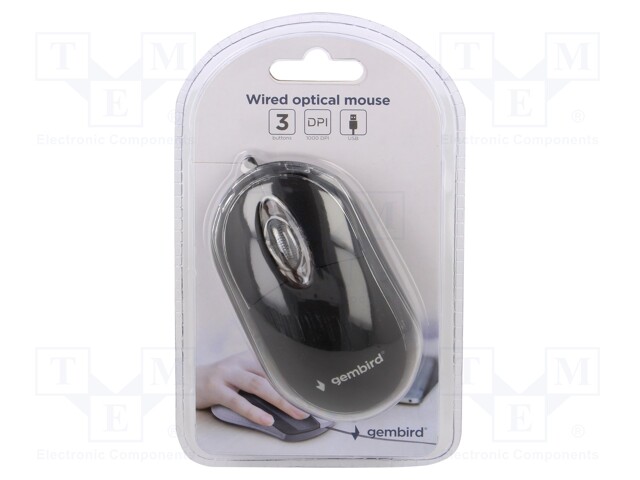 Optical mouse; black; USB A; wired; 1.25m; No.of butt: 3