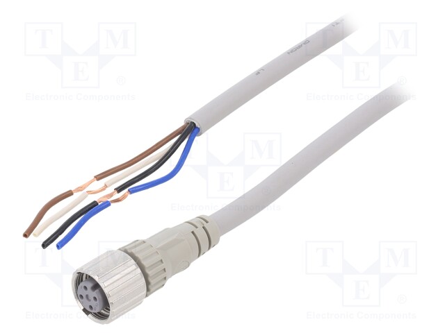 Connection lead; M12; PIN: 4; straight; 10m; plug; 250VAC; 4A; IP67