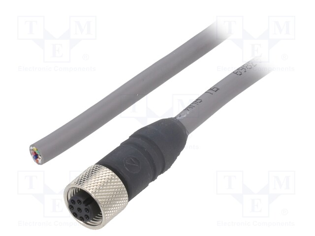 Connection lead; M12; PIN: 8; straight; 10m; plug; 36VAC; 1.4A; IP67