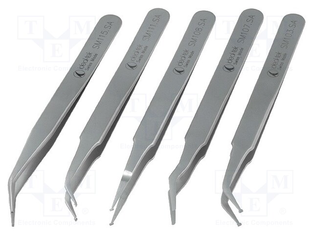 Tweezers; Pcs: 5; Package: case; SMD; 120mm