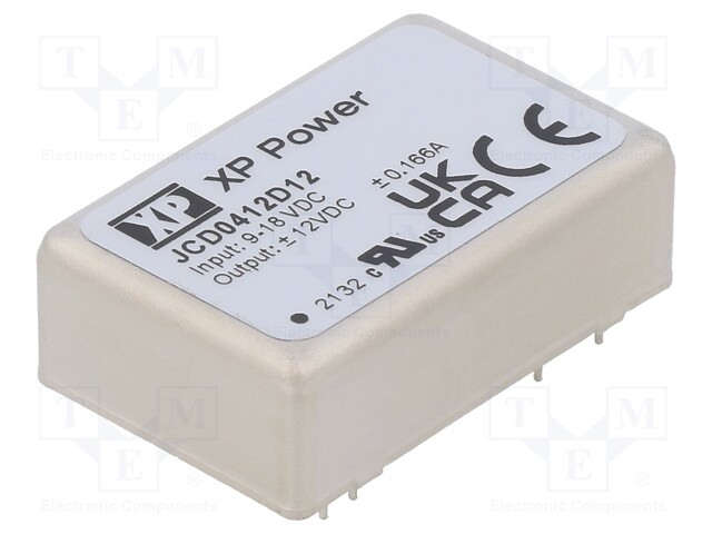 Isolated Board Mount DC/DC Converter, 2:1 Input, ITE, 2 Output, 4 W, 12 V, 166 mA, -12 V