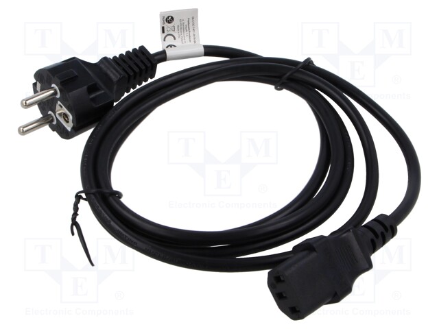 Cable; CEE 7/7 (E/F) plug,IEC C13 female; PVC; Len: 1.8m; black