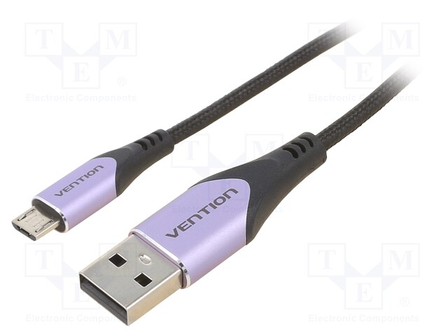 Cable; USB 2.0; USB A plug,USB B micro plug; 1.5m; black; 480Mbps