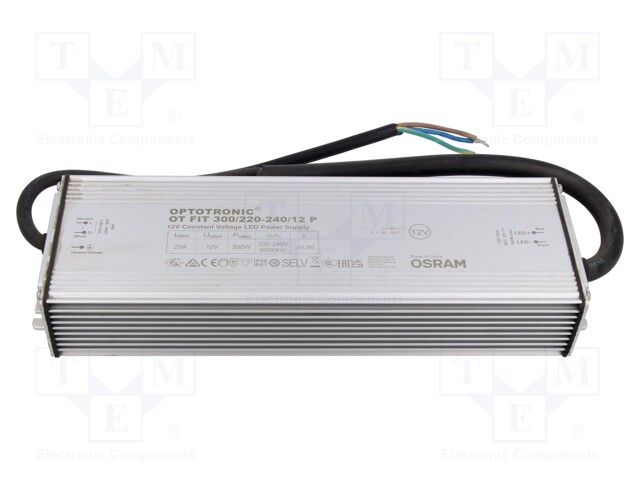 Power supply: switched-mode; LED; 300W; 12.5VDC; 220÷240VAC; 91%