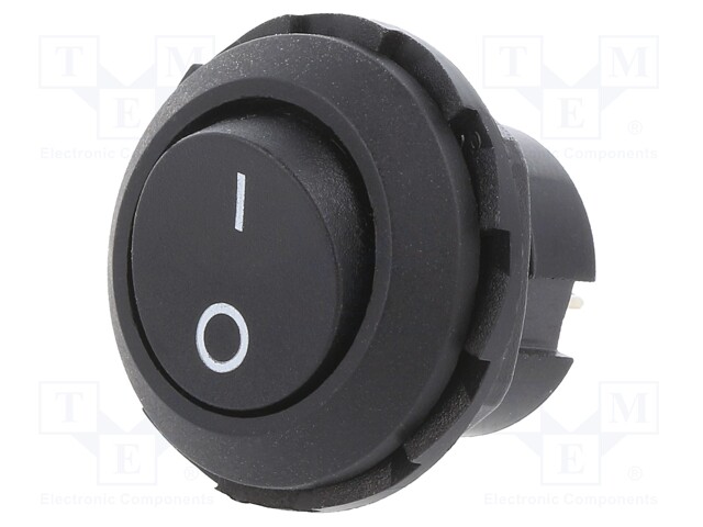 ROCKER; SPST-NC; Pos: 2; ON-OFF; 6A/250VAC; black; 50mΩ; Body: black