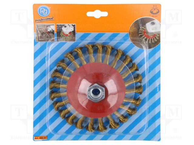 Wheel brush; 150mm; brass; Mounting: screwed fole; Thread: M14