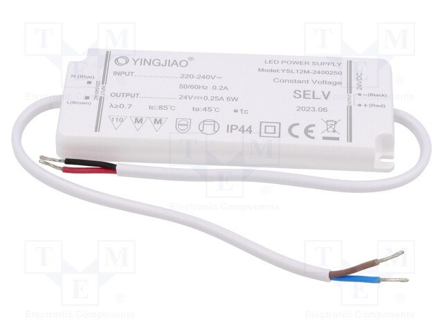 Power supply: switched-mode; LED; 6W; 24VDC; 250mA; 220÷240VAC