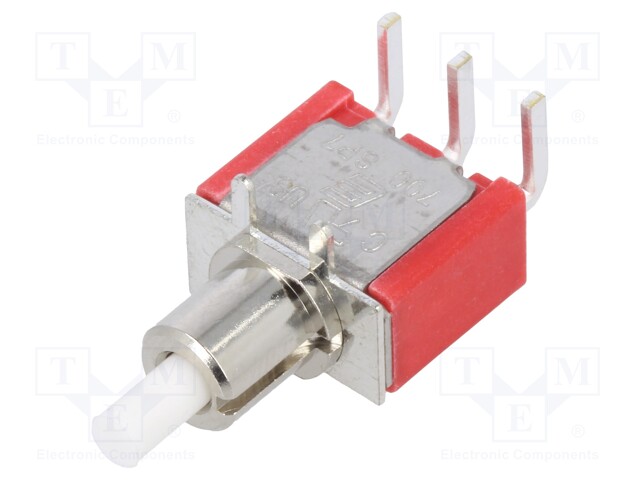 Switch: push-button; Pos: 2; SPDT; 1A/250VAC; 3A/28VDC; ON-(ON)