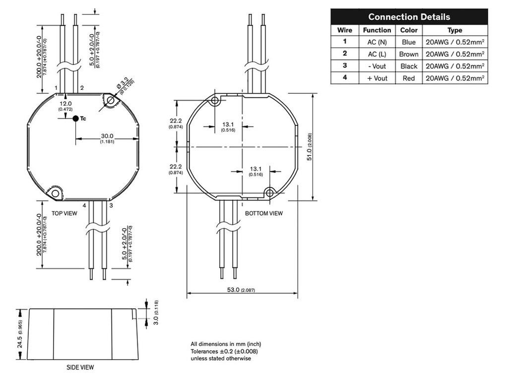 Converter: AC/DC; 20.4W; 5.1VDC; 4A; 53x51x24.5mm; 131g; -20÷80°C