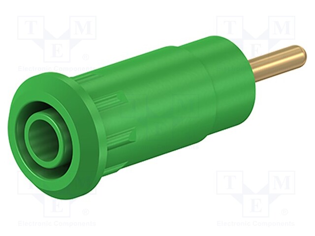 Socket; 2mm banana; Overall len: 29mm; green; Mounting: plug-in