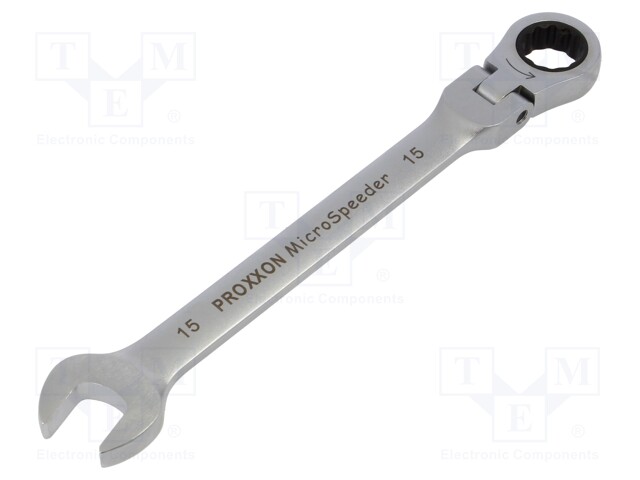 Wrench; combination spanner,with joint; 15mm; MicroSpeeder