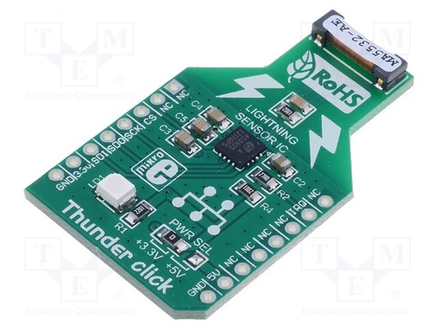 Click board; lightning detector; SPI; AS3935,MA5532; 3.3/5VDC