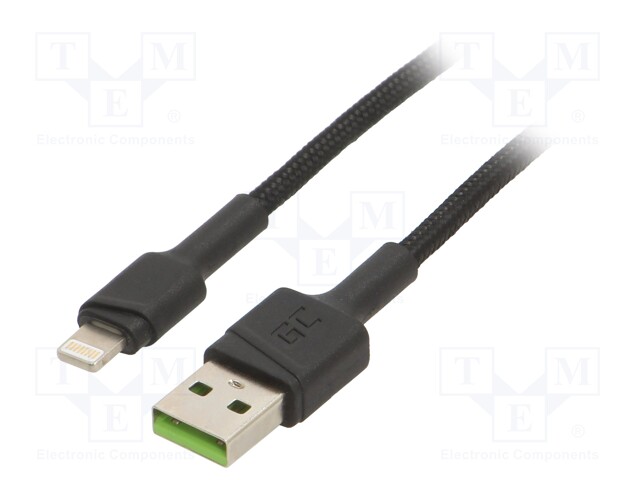 Cable; USB 2.0; Apple Lightning plug,USB A plug; 1.2m; black