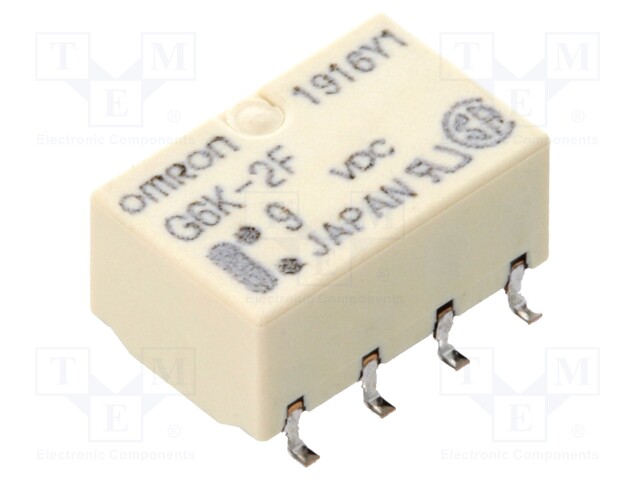 Relay: electromagnetic; DPDT; Ucoil: 9VDC; 0.3A/125VAC; 1A/30VDC