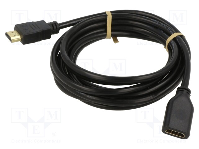 Cable; HDCP 2.2,HDMI 2.0; HDMI socket,HDMI plug; 3m; black