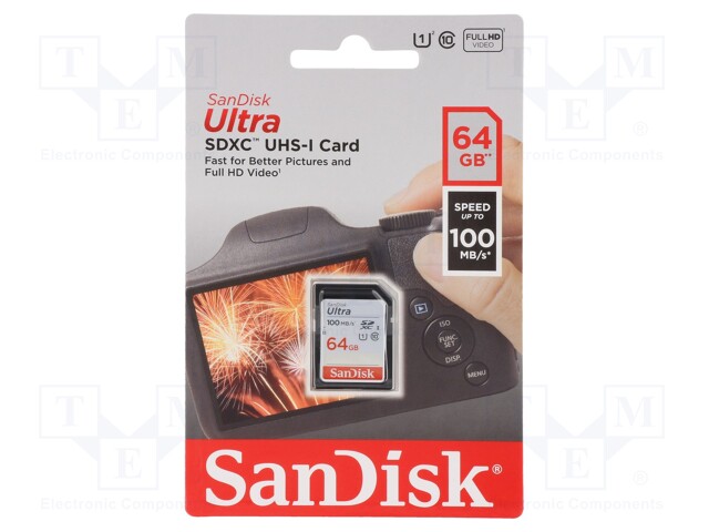 Memory card; Ultra; SD XC; 64GB; 100MB/s; Class 10 UHS U1