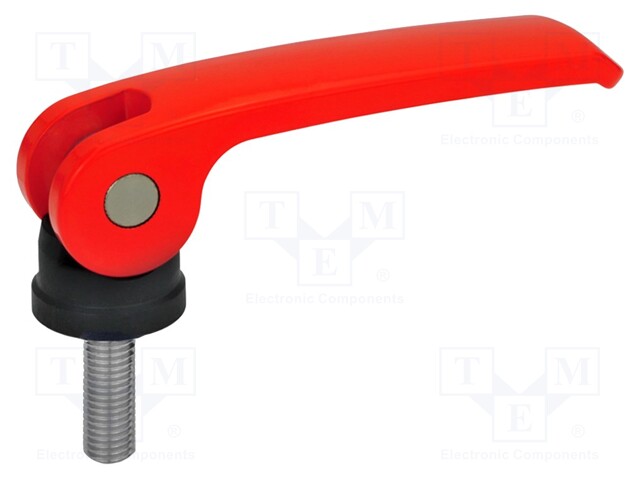 Lever; clamping; Thread len: 60mm; Lever length: 82mm; Body: red