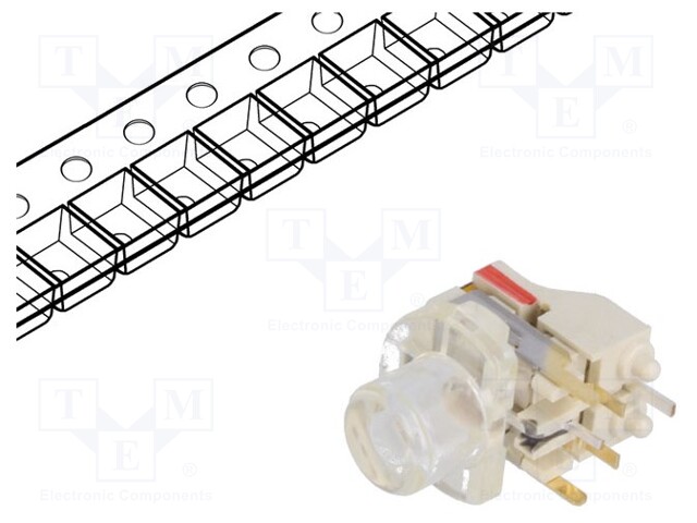 Microswitch TACT; SPST-NO; Pos: 2; 0.05A/12VDC; THT; LED; red; 1.56N