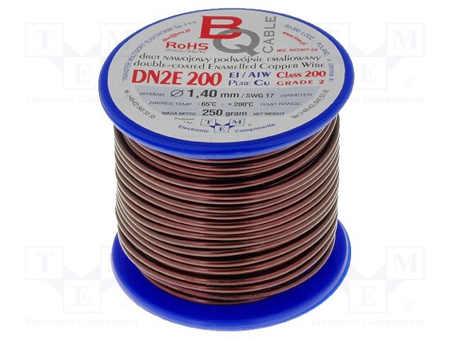 Coil wire; double coated enamelled; 1.4mm; 0,25kg; -65÷200°C