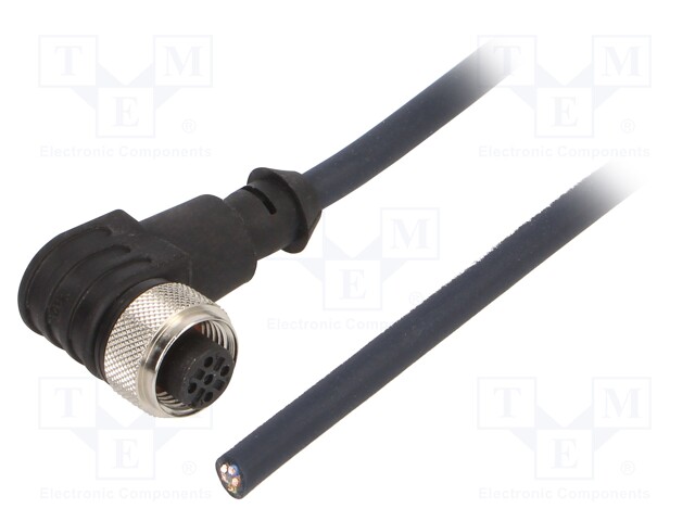 Connection lead; M12; PIN: 5; angled; 10m; plug; 60VAC; 4A; -35÷105°C